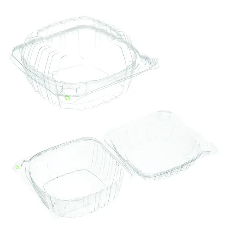 6" Clear Plastic Clamshell Container - 500 Count (50 Packs X 10 Pcs) | Restaurant Packaging Supplies (SUBSTITUTE)