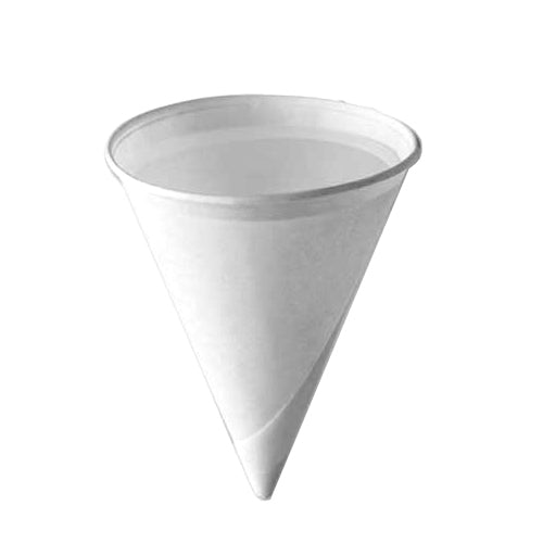 4.5 oz. White Rolled Rim Paper Cone Cup - 25 X 200
