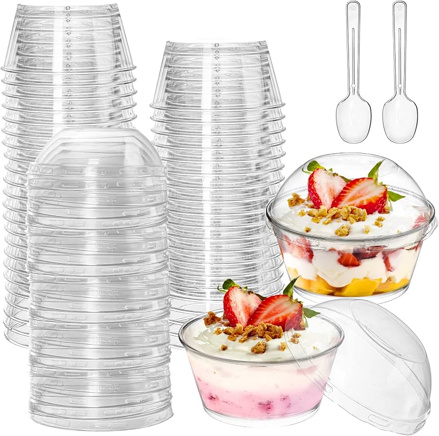 TOVA 5oz PLASTIC DESSERT BOWL WITH LID CLEAR- (COMBO) 25X20 PKS-500CT