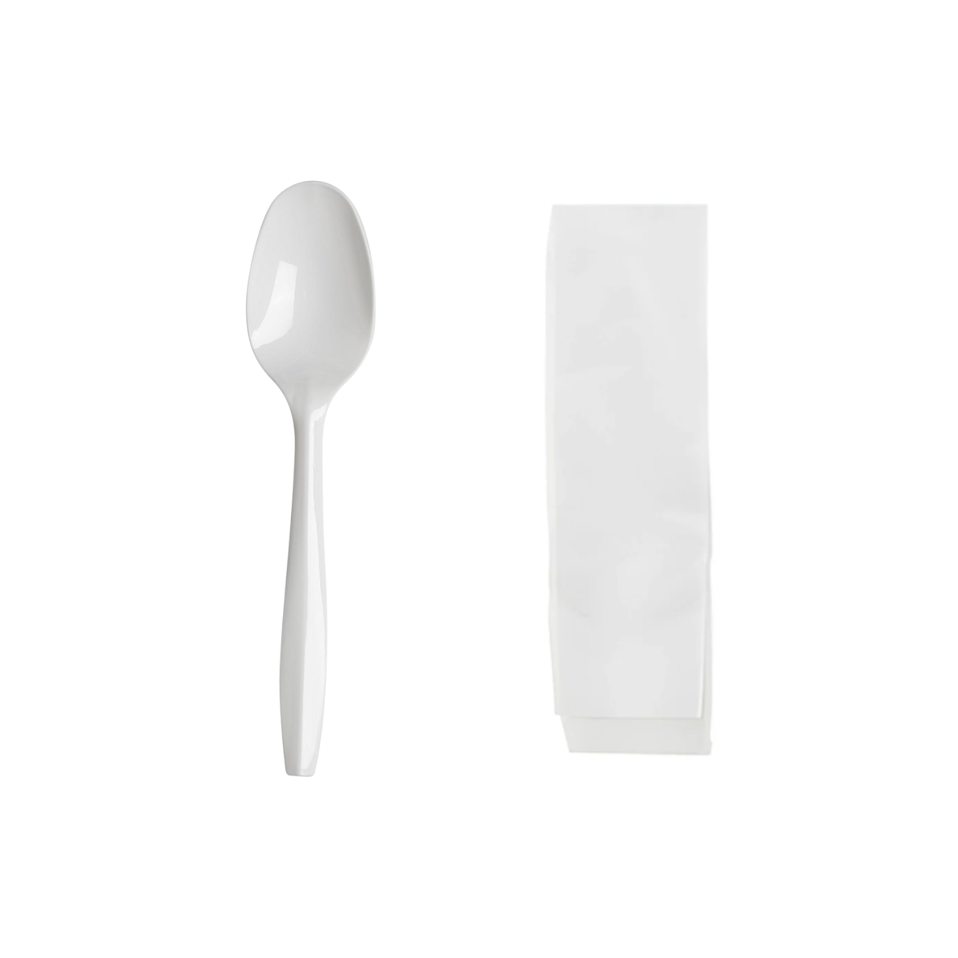 PLASTIC TEA SPOON AND NAPKIN KIT MEDIUM WEIGHT WHITE BULK (1PK X 1000PCS)-1000CT #802
