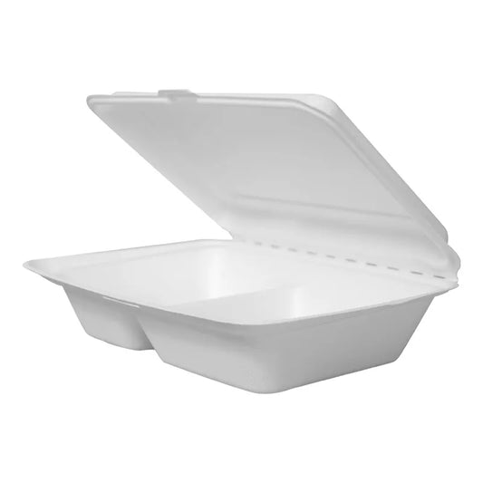 7"X 8" PAPER LUNCH BOX 2 COMP WHITE (4PK X 50PCS)-200CT