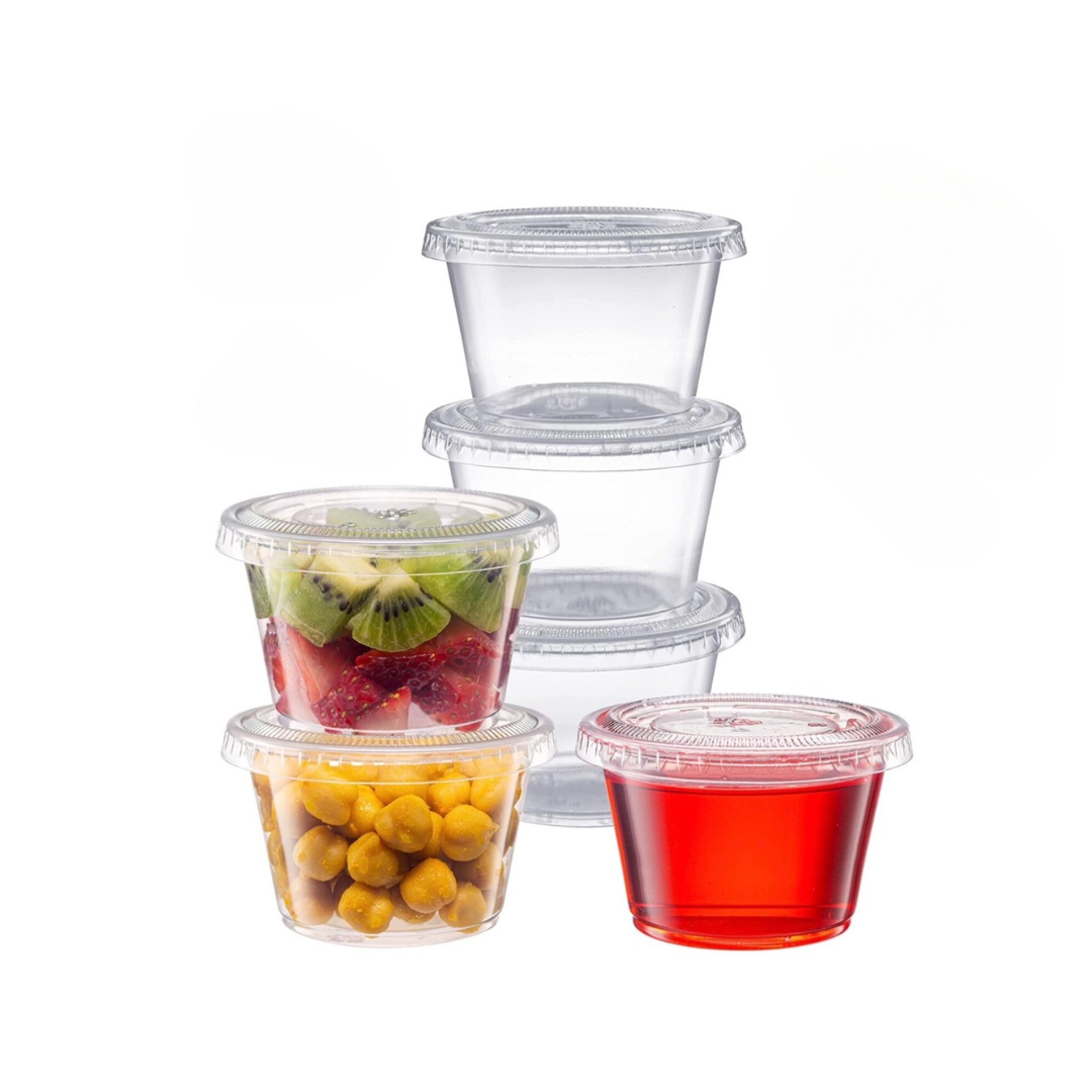 4OZ PLASTIC PP SAUCE CUP/CONTAINER CLEAR (10PK X 50PCS)-1000CT