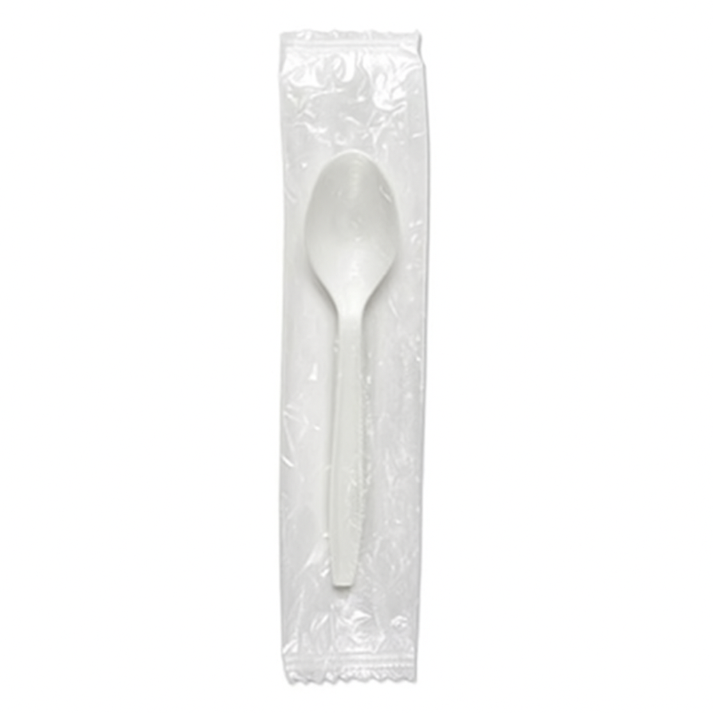 2N1 PLASTIC TEA SPOON AND NAPKIN KIT (10PK X 100PCS)-1000CT
