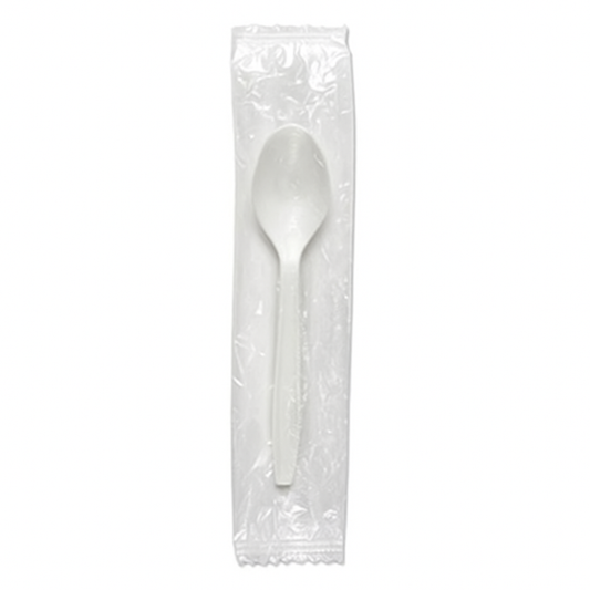 2N1 PLASTIC TEA SPOON AND NAPKIN KIT (10PK X 100PCS)-1000CT
