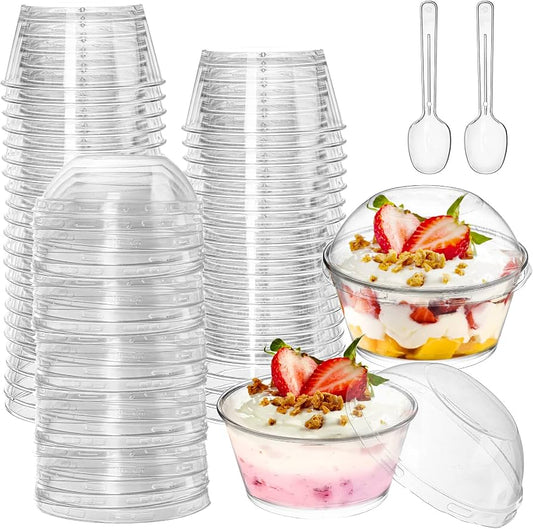 TOVA 5oz PLASTIC DESSERT BOWL WITH LID CLEAR- (COMBO) 25X20 PKS-500CT