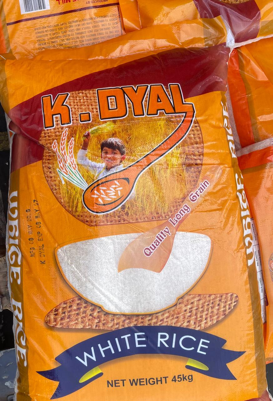White Rice - Guyana K.DYAL ( YELLOW BAG) Approximately 100lb | Rice in Bulk