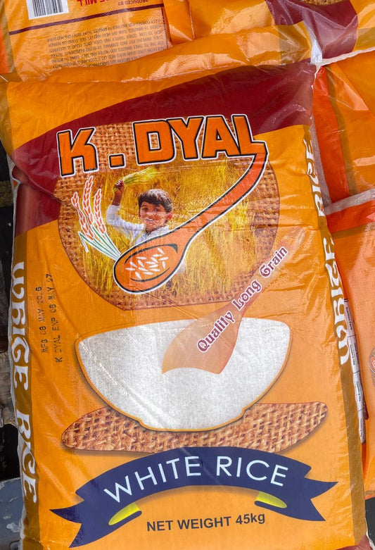 White Rice - Guyana K.DYAL ( YELLOW BAG) Approximately 100lb | Rice in Bulk