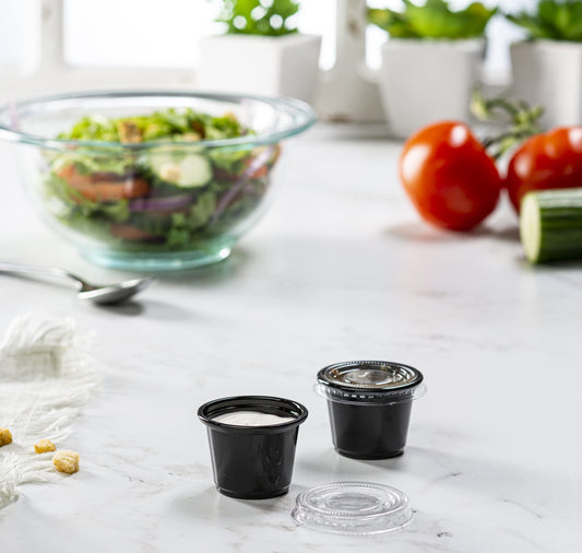 4OZ BLACK SAUCE CUP (25PK X 100PCS)-2500CT